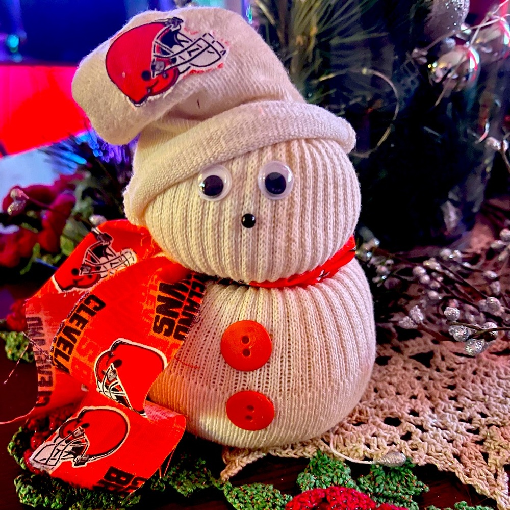 Homemade Cleveland Browns Snowmen